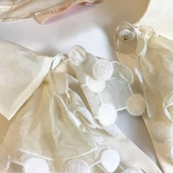 TORY BURCH Cream Victorian Style Ruffle Silk Long Sleeve Blouse - Picture 5 of 13